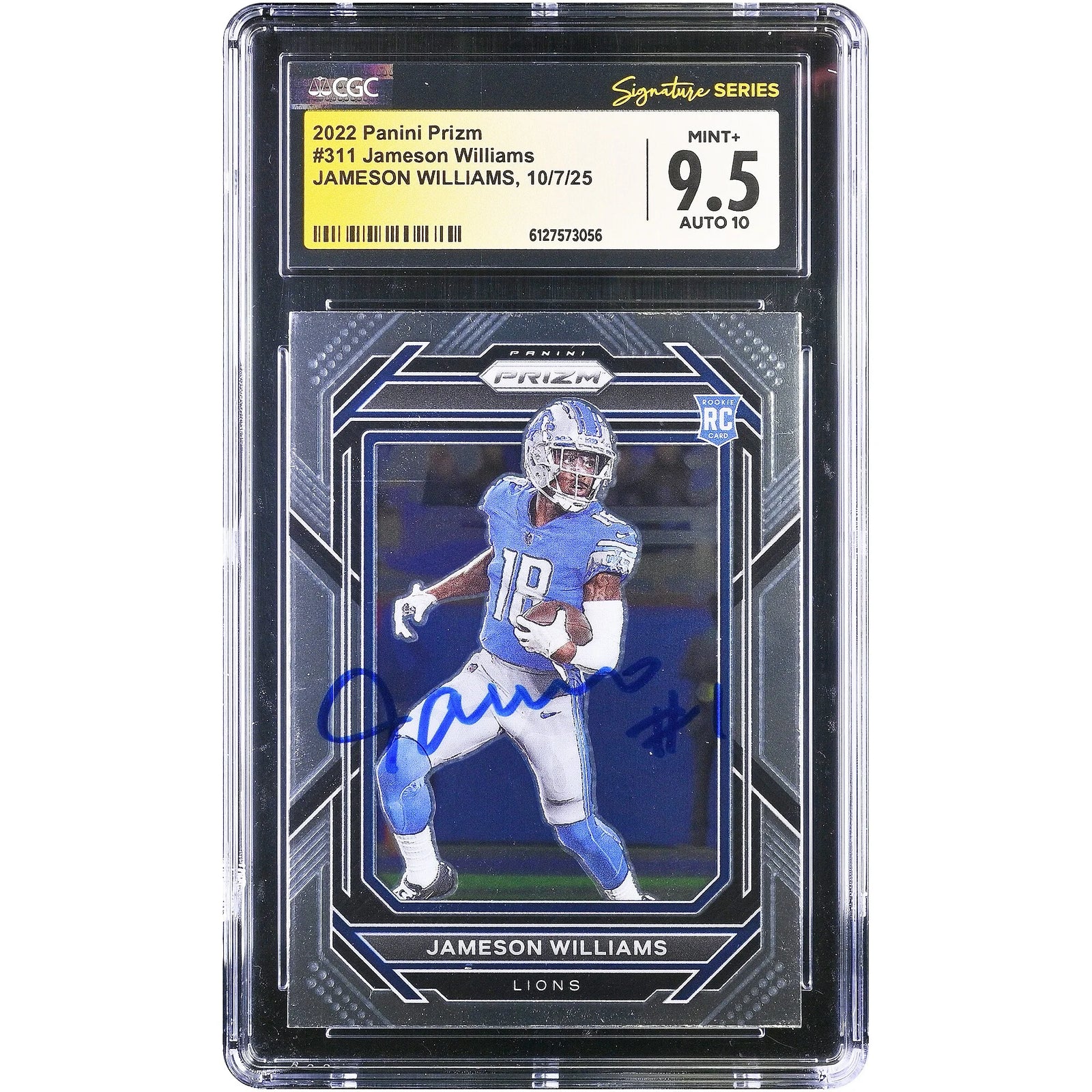 Jameson Williams Signed 2022 Panini Prizm #311 Rookie Card | CGC 9.5