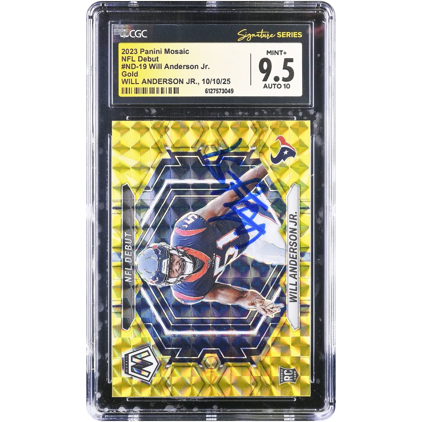 Will Anderson Jr. Signed 2023 Panini Mosaic Gold Rookie Card | CGC 9.5