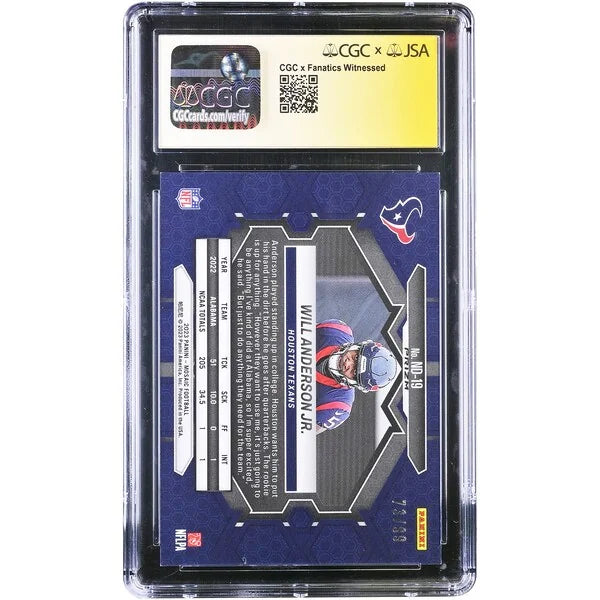 Will Anderson Jr. Signed 2023 Panini Mosaic Rookie Card | CGC 9.5