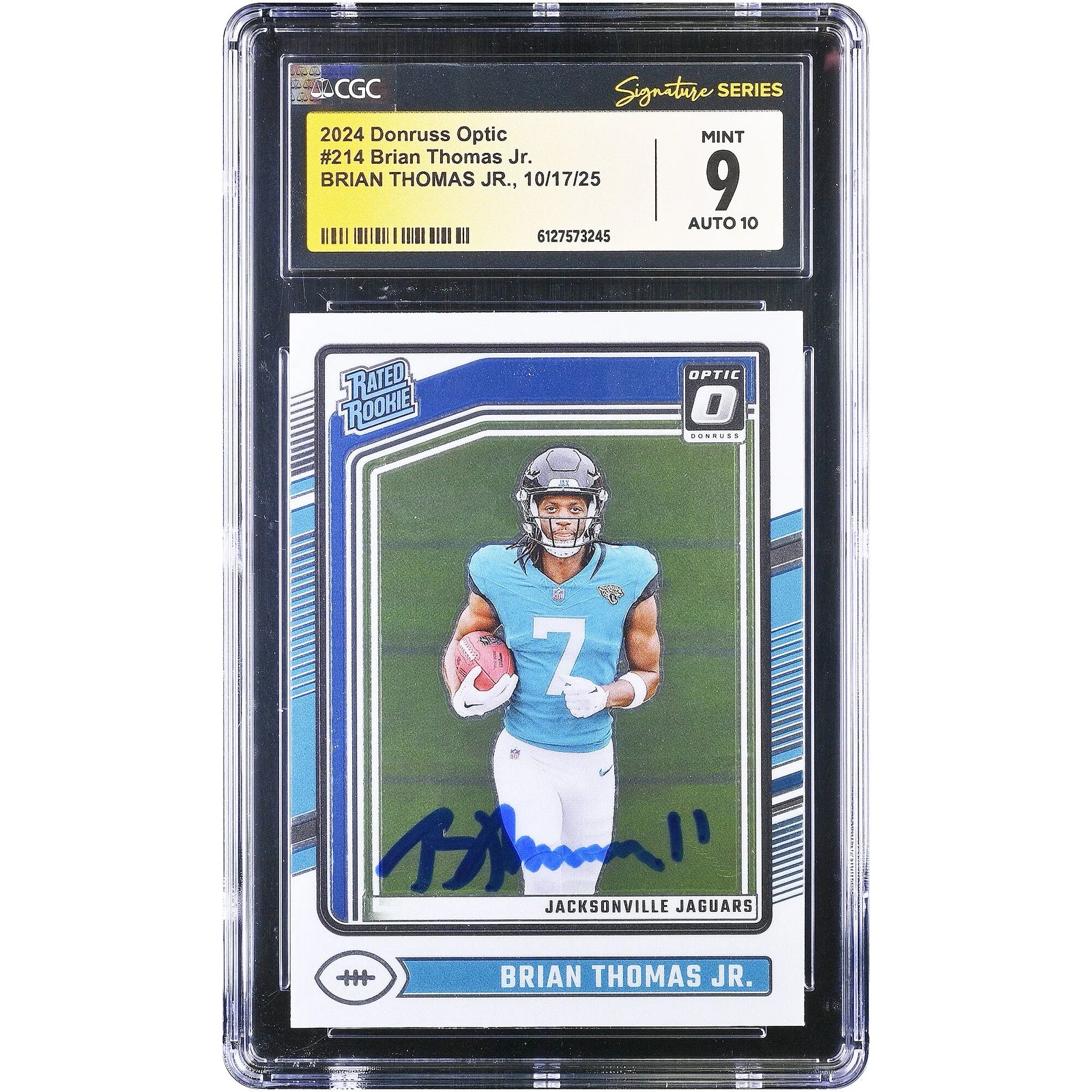 Brian Thomas Jr. Signed 2024 Panini Donruss Optic Rookie Card #214 | CGC 9/10