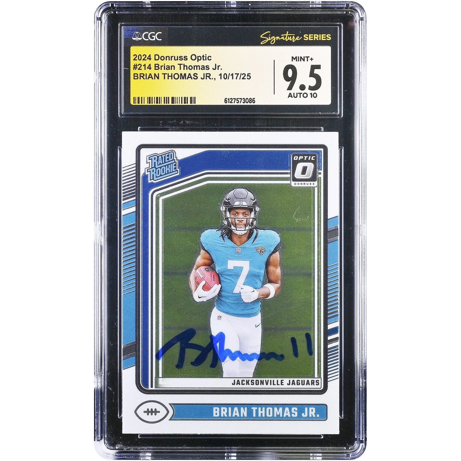 Brian Thomas Jr Signed 2024 Panini Donruss Optic #214 Rookie Card | CGC 9.5