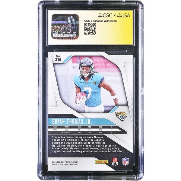 Brian Thomas Jr. Signed 2024 Panini Prizm #314 Rookie Card | CGC 9