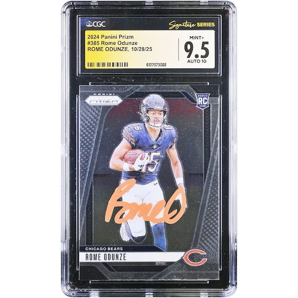 Rome Odunze Signed 2024 Panini Prizm Orange Ink Rookie Card #385 | CGC 9.5