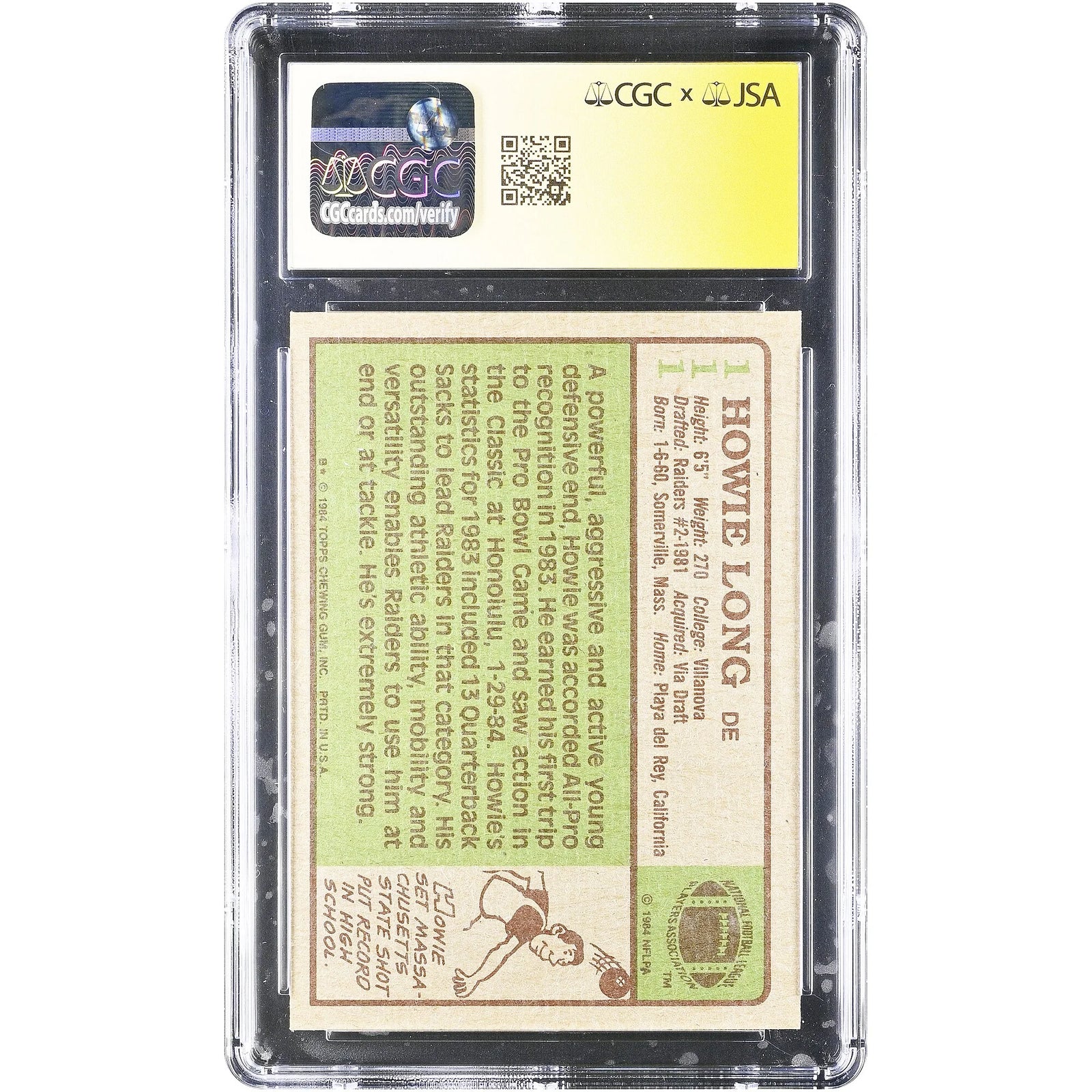 Howie Long Signed 1984 Topps #111 Rookie Card | CGC Auto 10 HOF 2000
