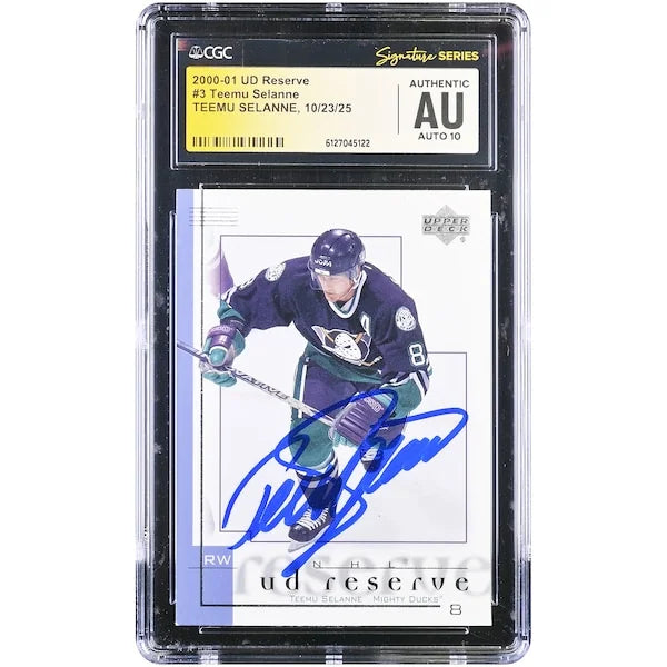 Teemu Selanne Signed 2000-01 Upper Deck Reserve #3 Card | CGC Graded 10