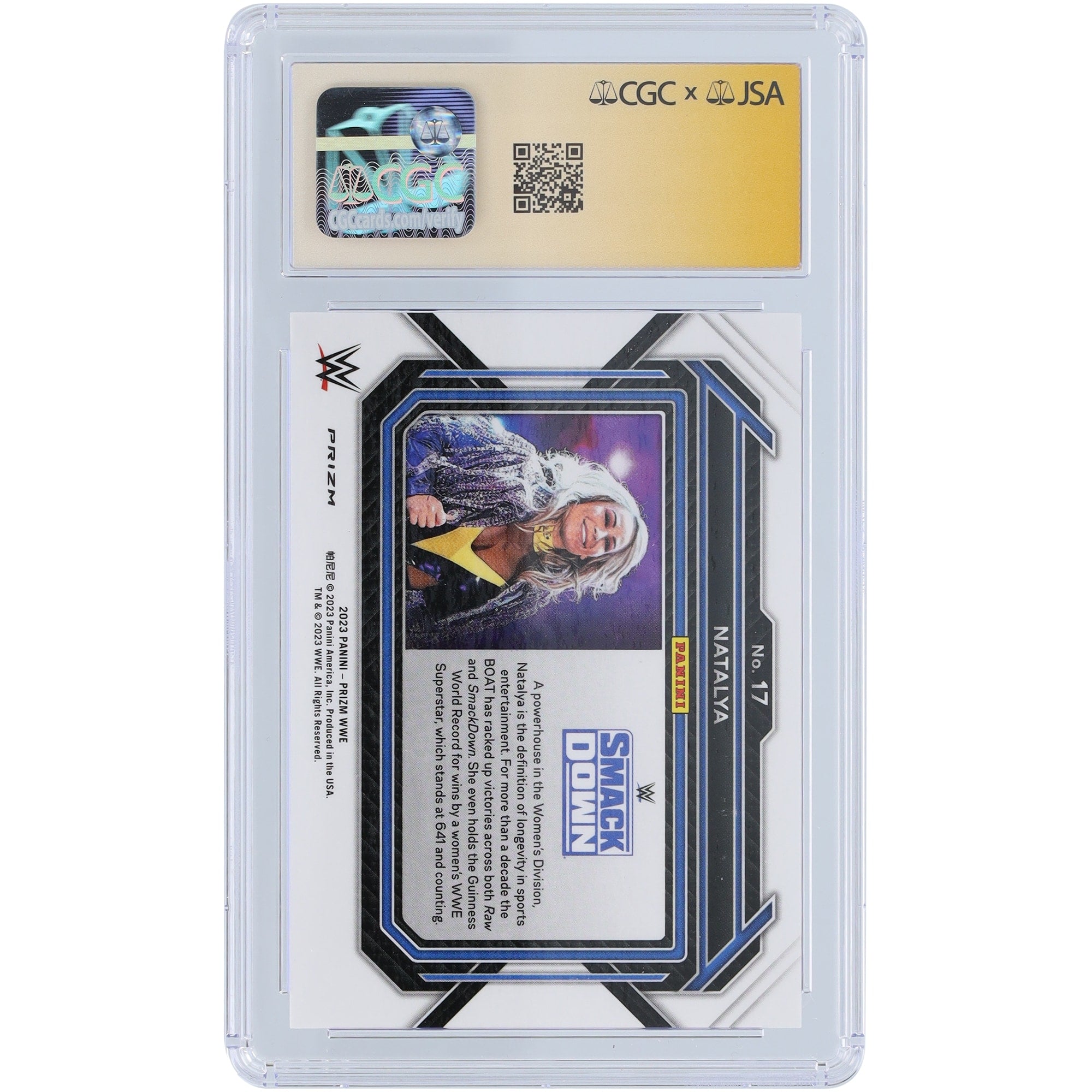 Natalya WWE Autographed 2023 Panini Prizm Green Prizm #17 CGC Fanatics Witnessed Authenticated Card