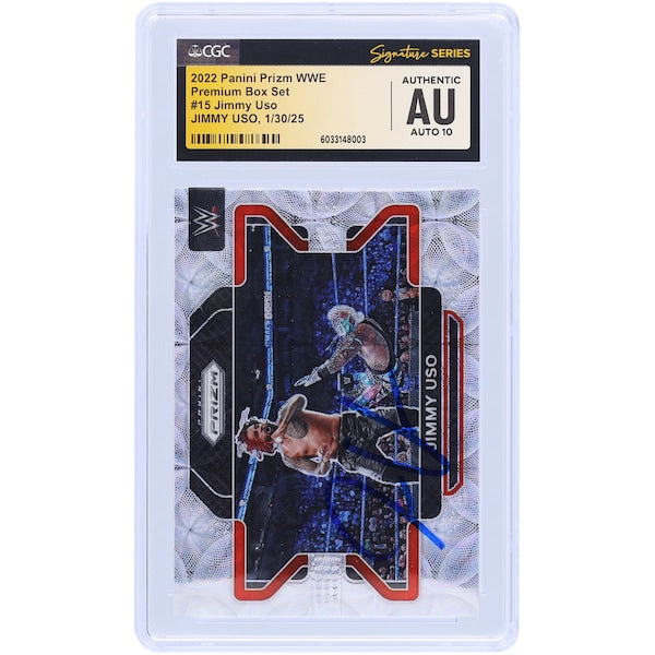 Jimmy Uso WWE Autographed 2022 Panini Prizm Premium Box Set #15 #/199 CGC Authenticated Auto 10 Card