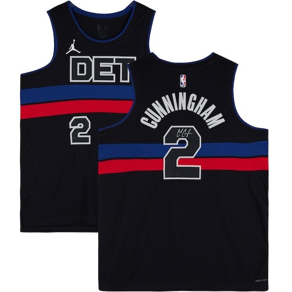 Cade Cunningham Detroit Pistons Autographed Fanatics Authentic Black Jordan Brand Statement Swingman Jersey - The Ballers Bank