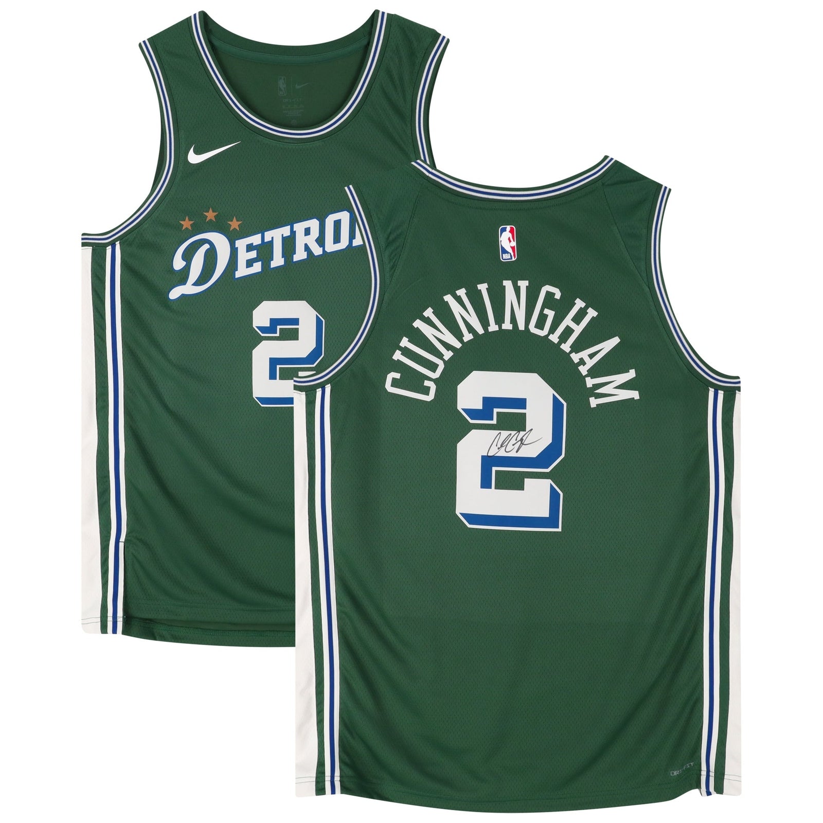 Cade Cunningham Detroit Pistons Autographed Fanatics Authentic Green Nike 2022 - 2023 City Edition Swingman Jersey - The Ballers Bank