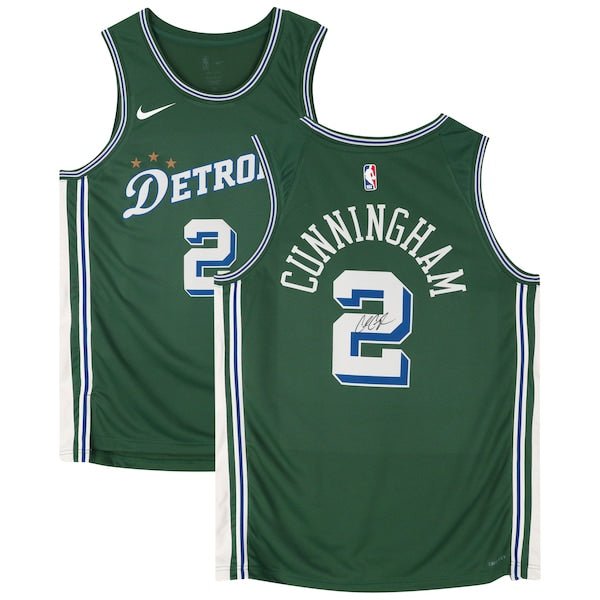 Cade Cunningham Detroit Pistons Autographed Fanatics Authentic Green Nike 2022 - 2023 City Edition Swingman Jersey - The Ballers Bank