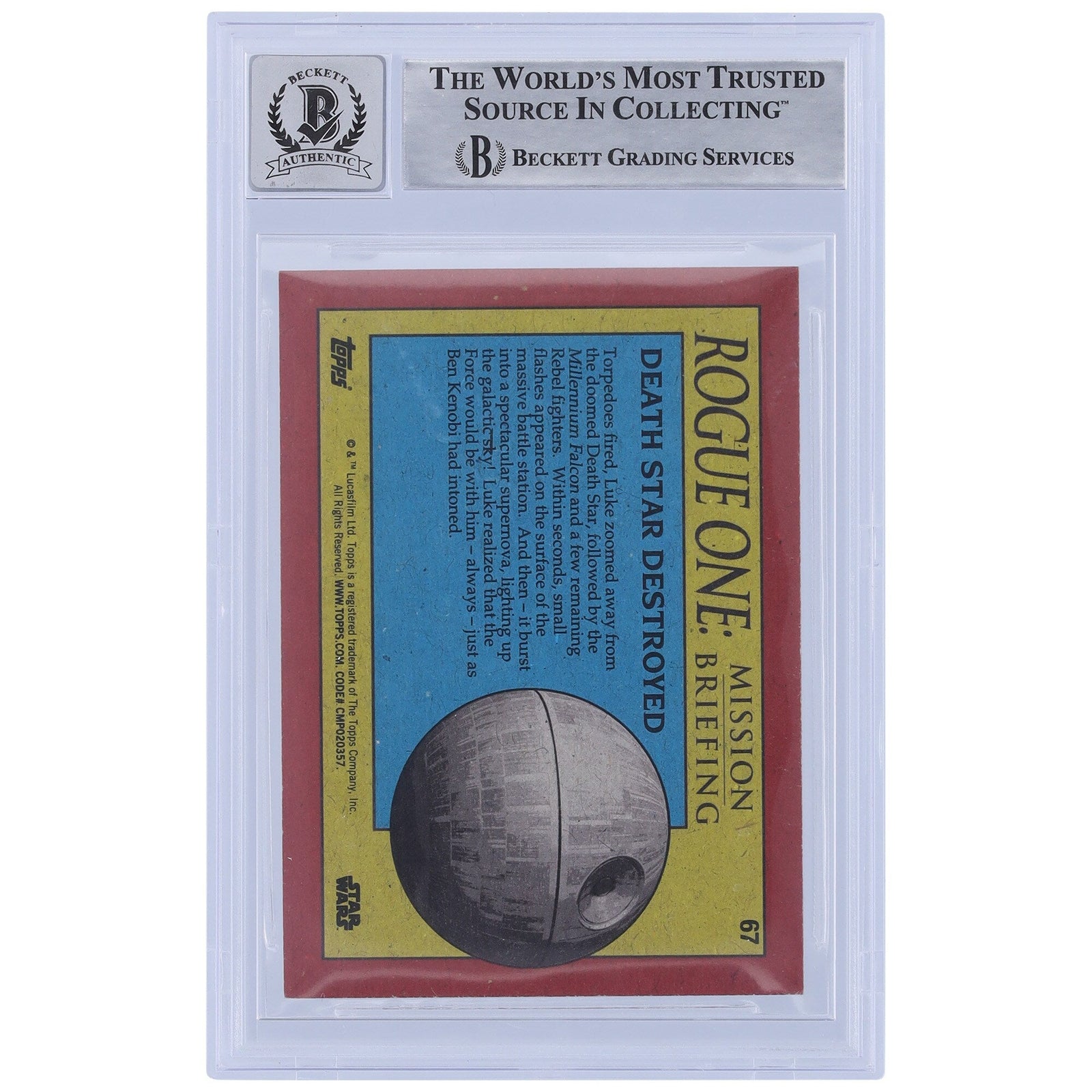 Caleb Aschkynazo Star Wars Autographed 2016 Topps Rogue One 67 BGS Authenticated 10 Card - The Ballers Bank