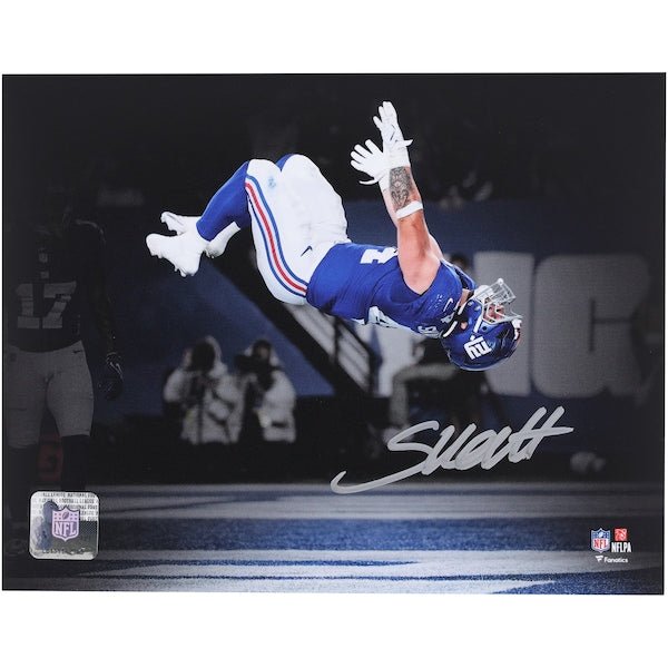 Cam Skattebo New York Giants Autographed 8" x 10" Backflip Spotlight Photograph - The Ballers Bank