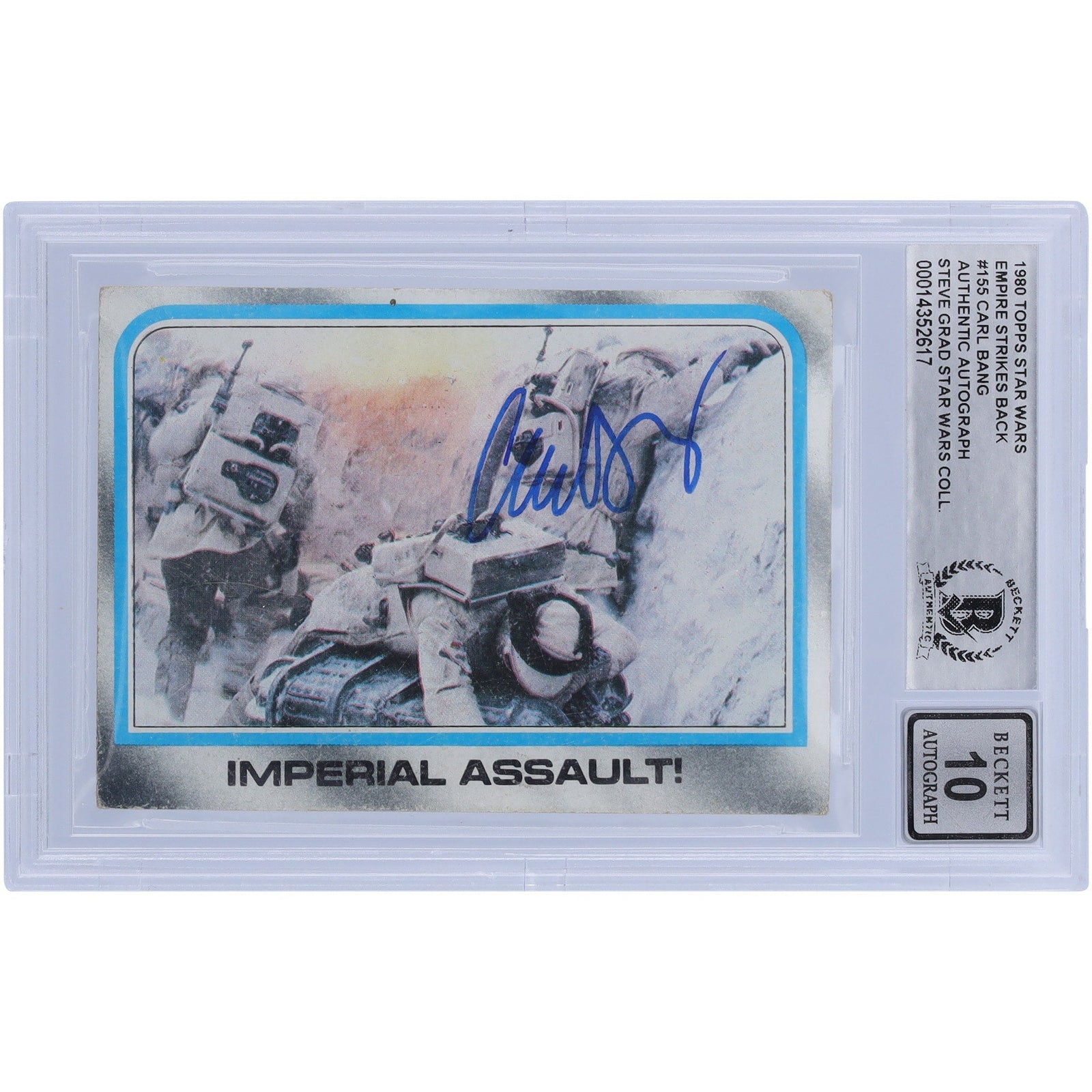 Carl Bang Star Wars Autographed 1980 Topps The Empire Strikes Back 155 BGS Authenticated 10 Card - The Ballers Bank