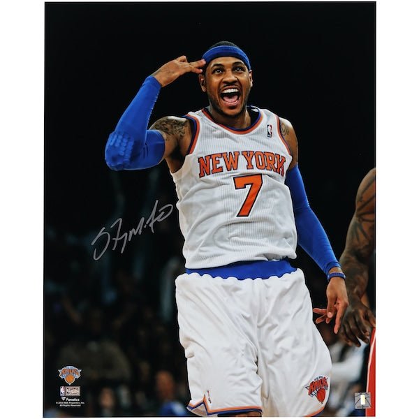 Carmelo Anthony New York Knicks Autographed Fanatics Authentic 16" x 20" Celebration Photograph - The Ballers Bank