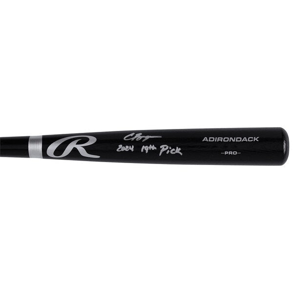 Carson Benge New York Mets Autographed Fanatics Authentic Black Rawlings Pro Bat with "2024 19th Pick" Inscription - The Ballers Bank