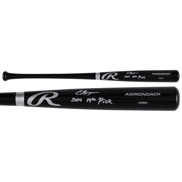 Carson Benge New York Mets Autographed Fanatics Authentic Black Rawlings Pro Bat with "2024 19th Pick" Inscription - The Ballers Bank