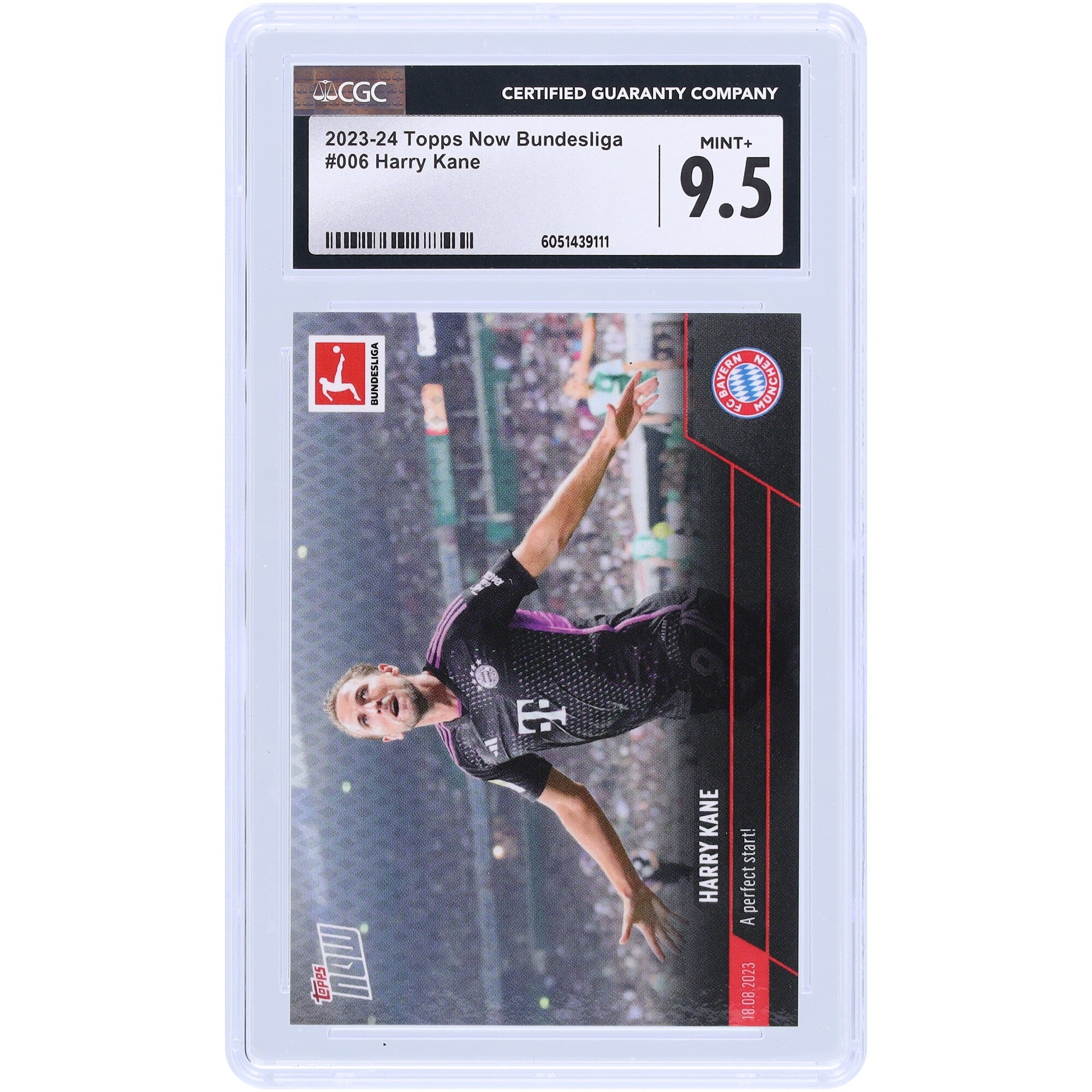 Harry Kane Bayern Munich 2023-24 Topps Now UEFA A Perfect Start! #6 CGC Authenticated 9.5 Card
