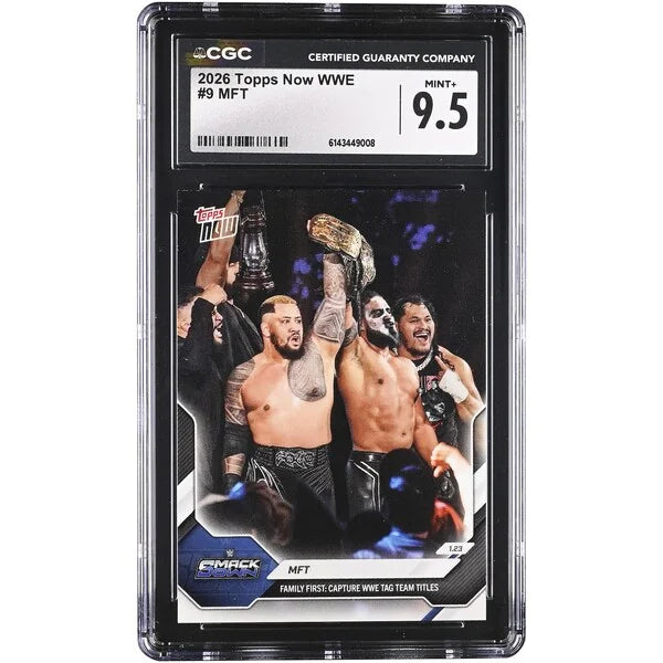 WWE Tag Team Titles Topps Now #9 Card | CGC 9.5 Graded