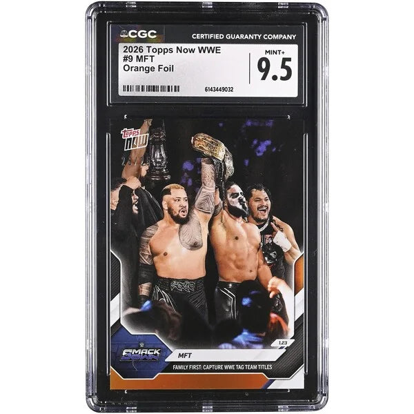 WWE Tag Team Titles Orange Foil Card #9 | Topps Now 2026 CGC 9.5