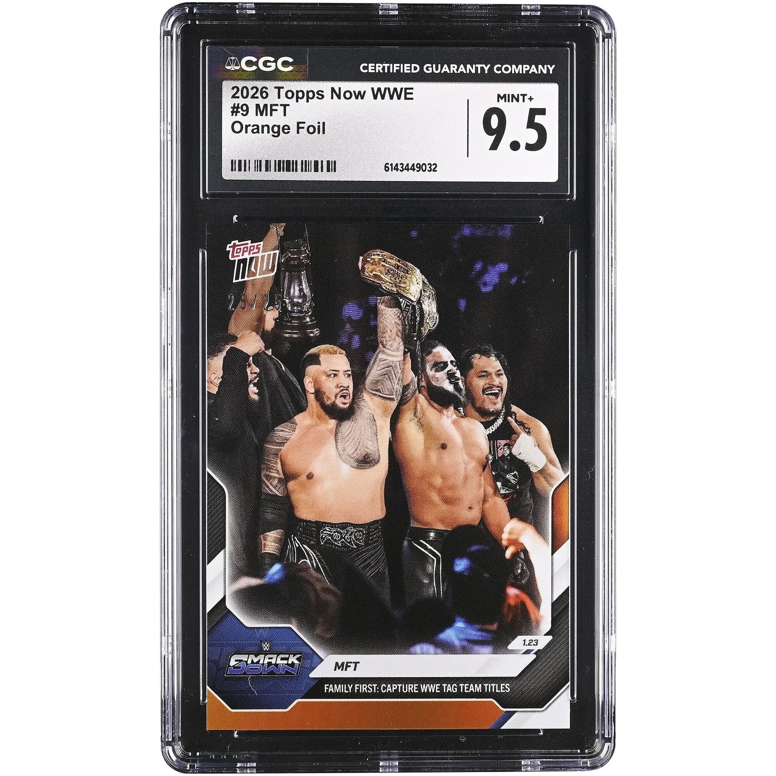 WWE Tag Team Titles Orange Foil Card #9 | Topps Now 2026 CGC 9.5