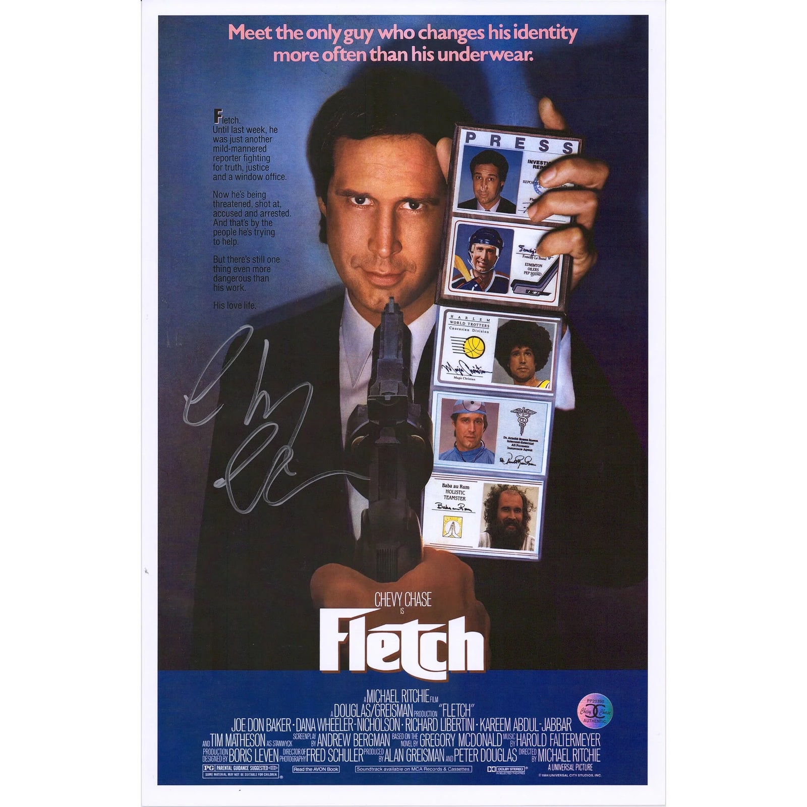 Chevy Chase Fletch Autographed Fanatics Authentic 11" x 17" Movie Poster