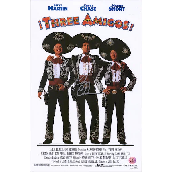 Chevy Chase Three Amigos Autographed Fanatics Authentic 11" x 17" Movie Poster