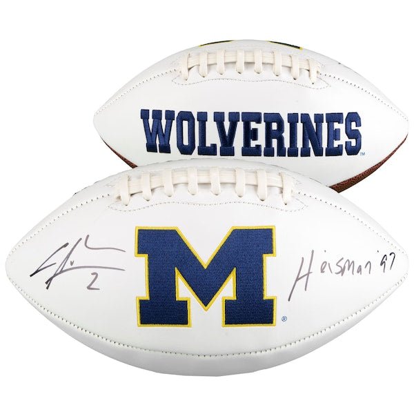 Charles Woodson Michigan Wolverines Fanatics Authentic Autographed White Panel Football with "Heisman 97" Inscription - The Ballers Bank