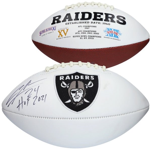 Charles Woodson Oakland Raiders Fanatics Authentic Autographed White Panel Football with "HOF 21" Inscription - The Ballers Bank