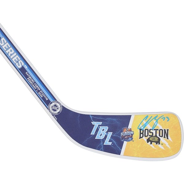 Charlie McAvoy Boston Bruins Autographed Fanatics Authentic 2026 NHL Stadium Series Mini Wood Stick - The Ballers Bank