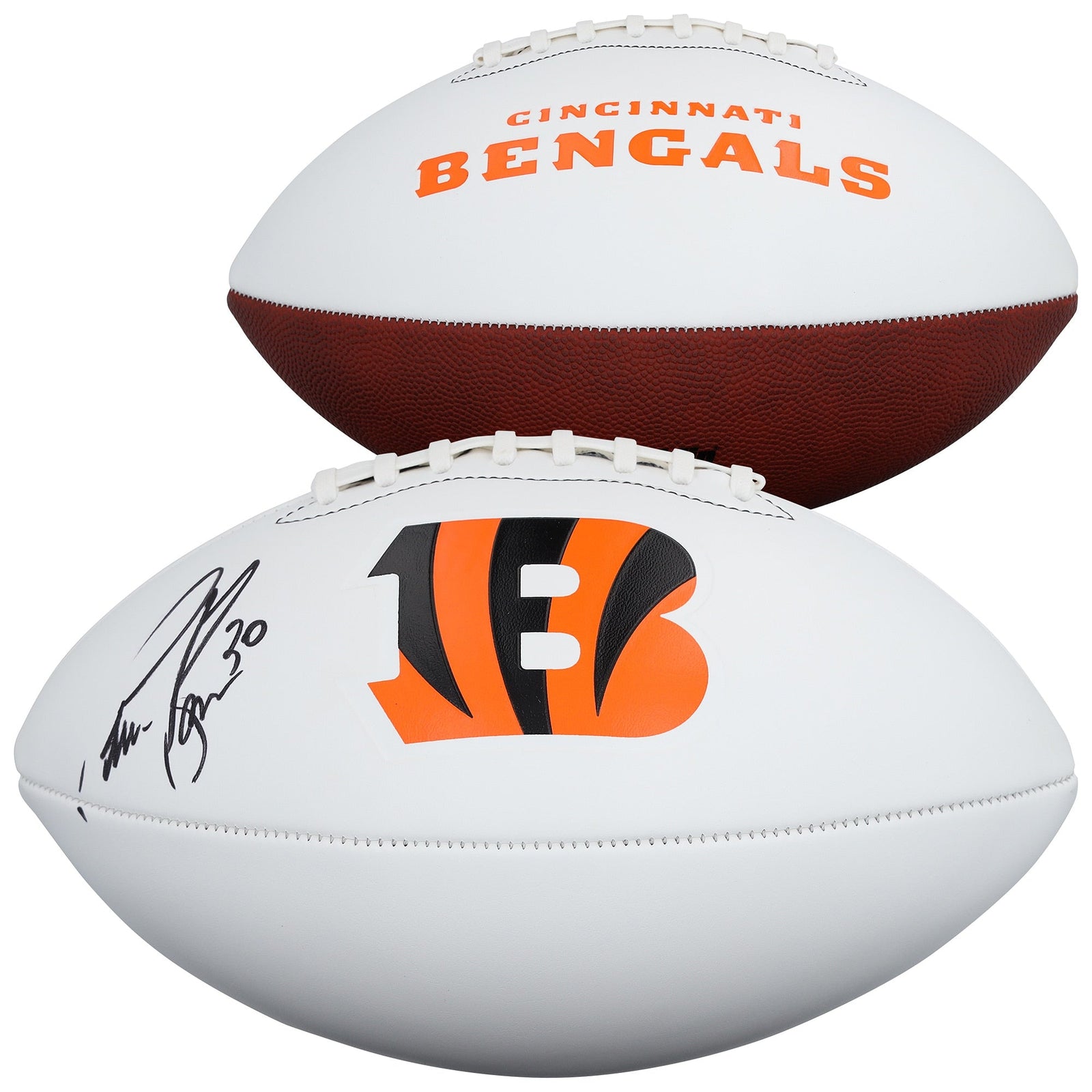 Chase Brown Cincinnati Bengals Autographed Fanatics Authentic Franklin White Panel Football - The Ballers Bank