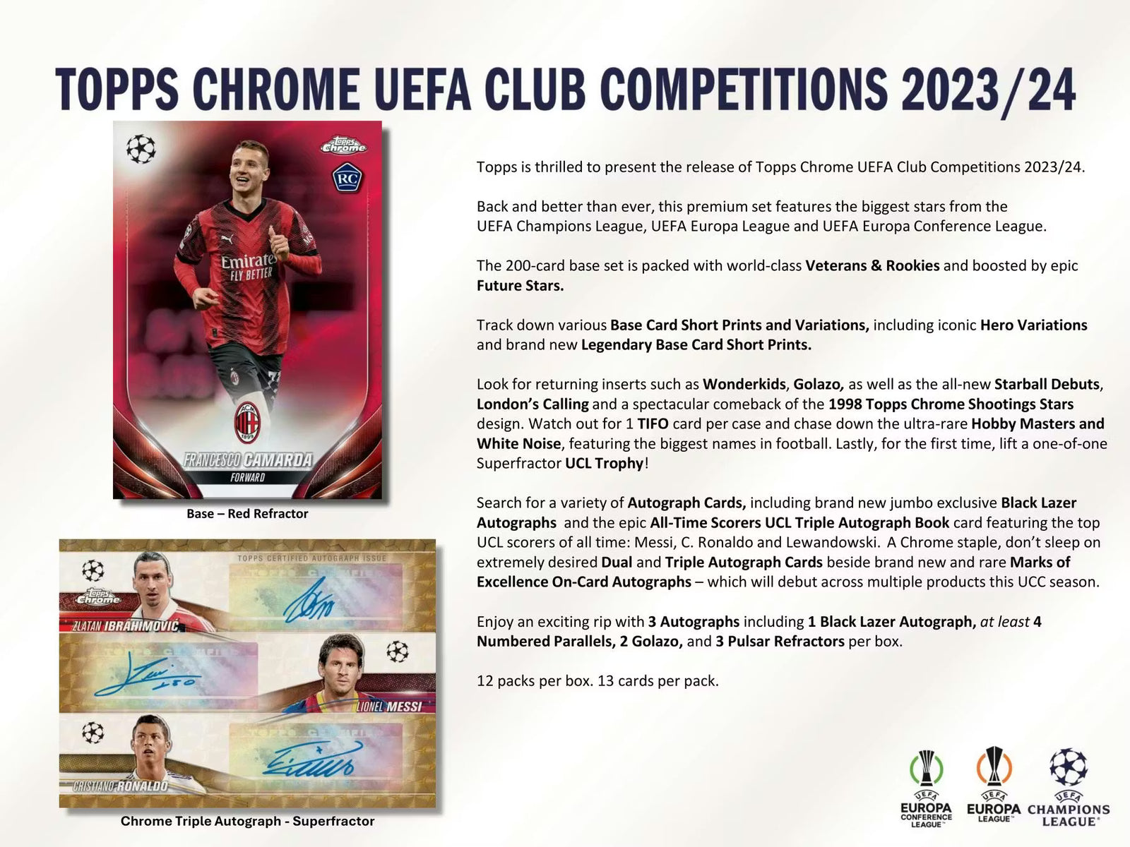 2023-24 Topps Chrome Soccer UEFA Club Competition Jumbo Hobby Trading Cards