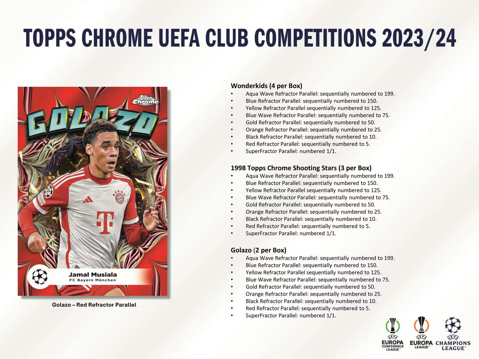2023-24 Topps Chrome Soccer UEFA Club Competition Jumbo Hobby Trading Cards