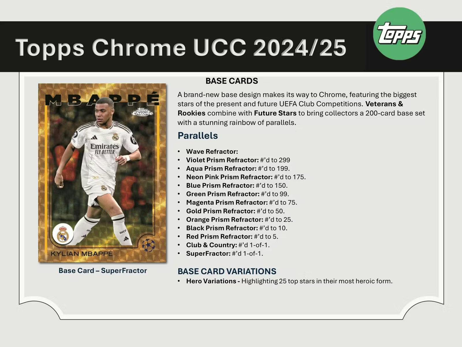 2024-25 Topps Chrome UEFA Club Competitions Soccer Blaster Trading Cards