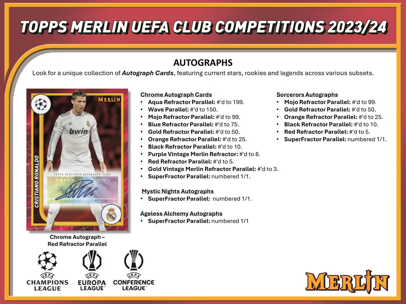 2023-24 Topps Chrome Merlin Soccer UEFA Club Competition Hobby Trading Cards