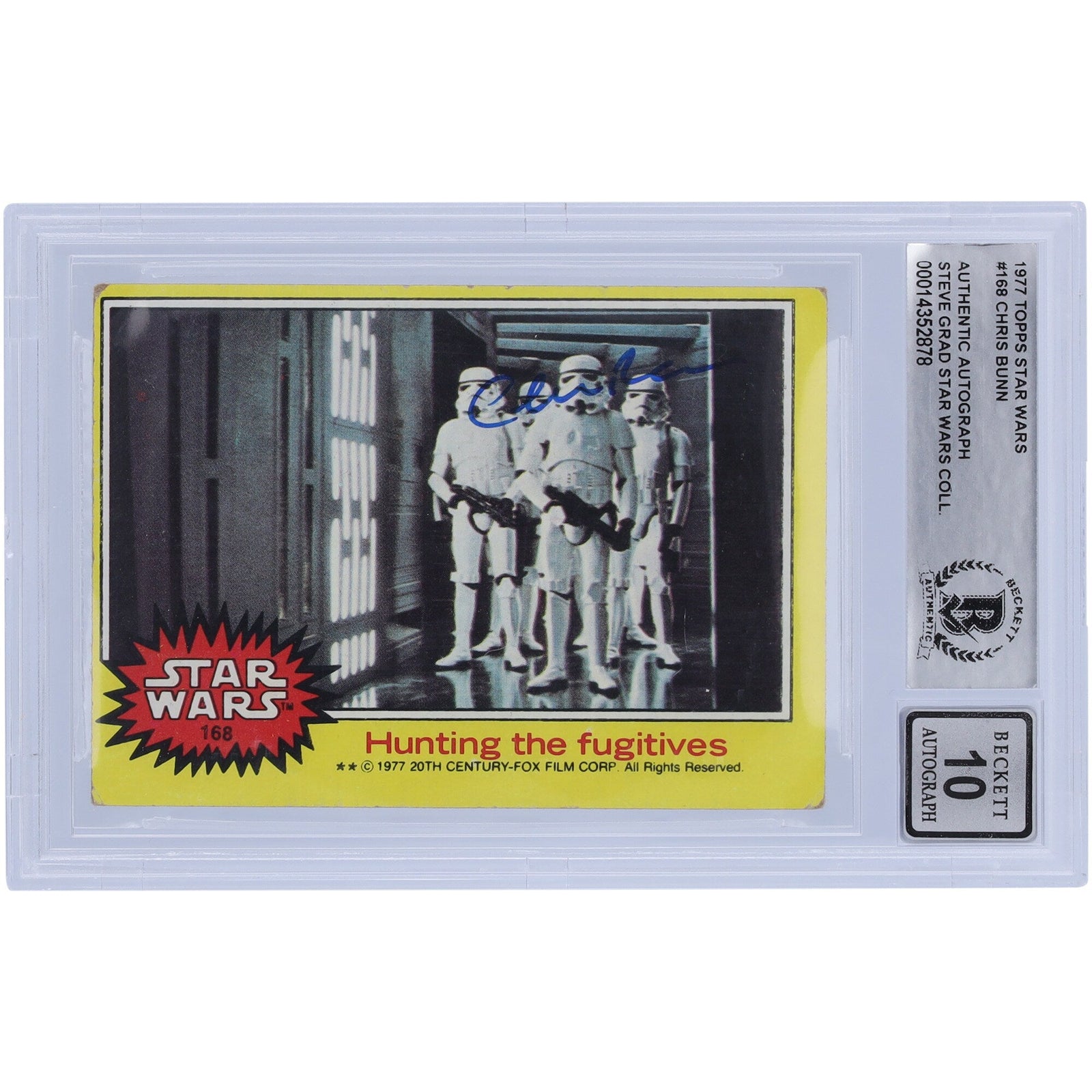 Chris Bunn Star Wars Autographed 1977 Topps Star Wars 168 BGS Authenticated 10 Card - The Ballers Bank