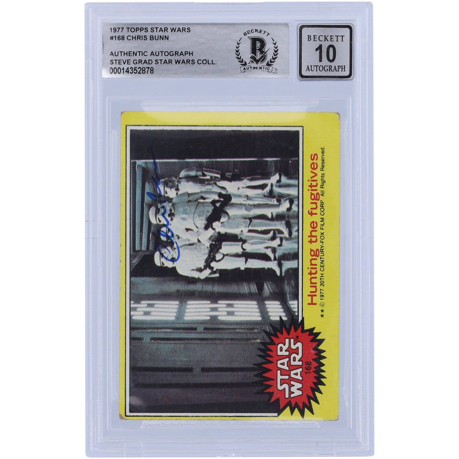 Chris Bunn Star Wars Autographed 1977 Topps Star Wars 168 BGS Authenticated 10 Card - The Ballers Bank