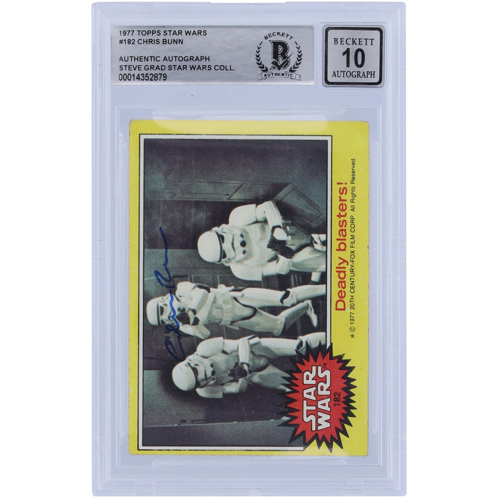 Chris Bunn Star Wars Autographed 1977 Topps Star Wars 182 BGS Authenticated 10 Card - The Ballers Bank