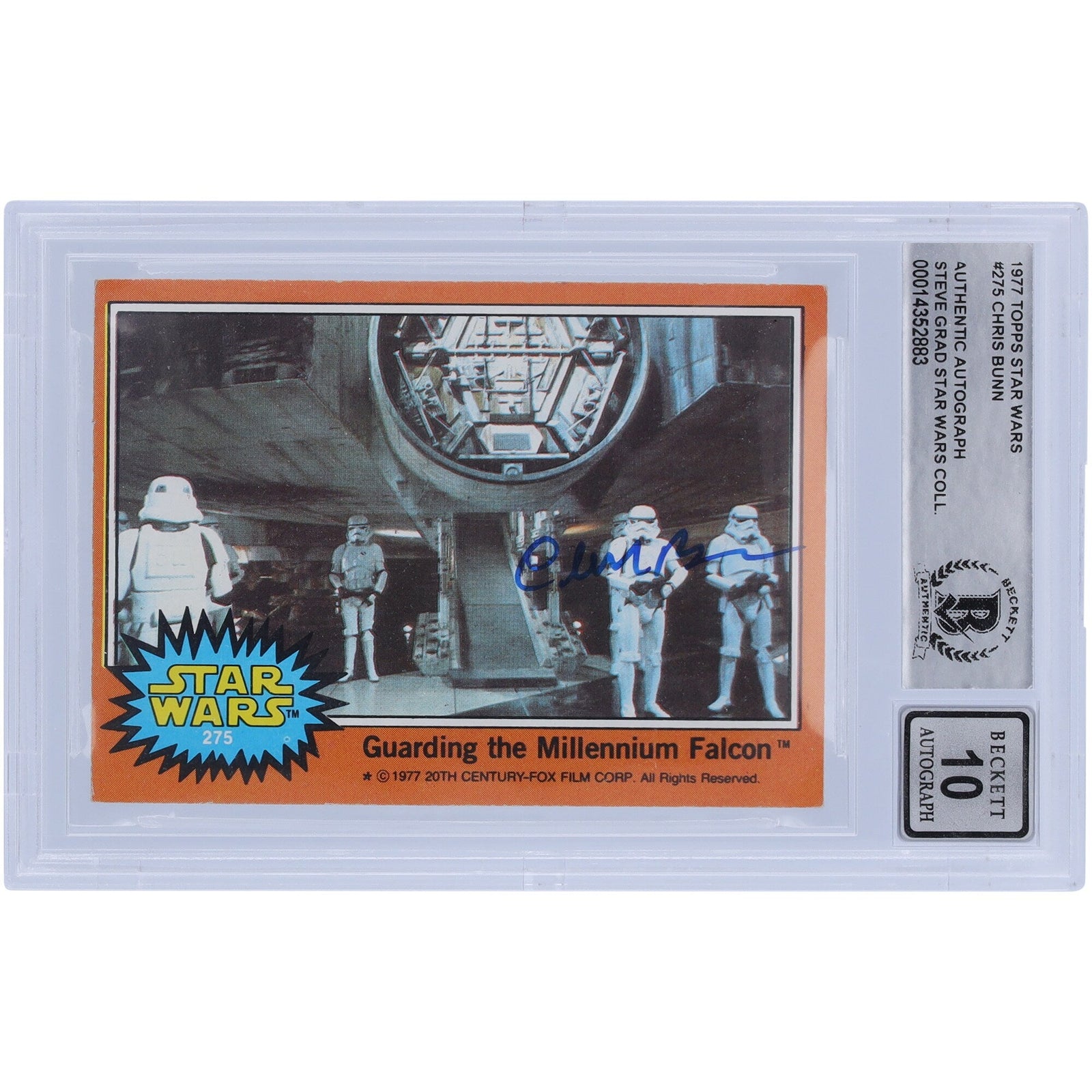 Chris Bunn Star Wars Autographed 1977 Topps Star Wars 275 BGS Authenticated 10 Card - The Ballers Bank