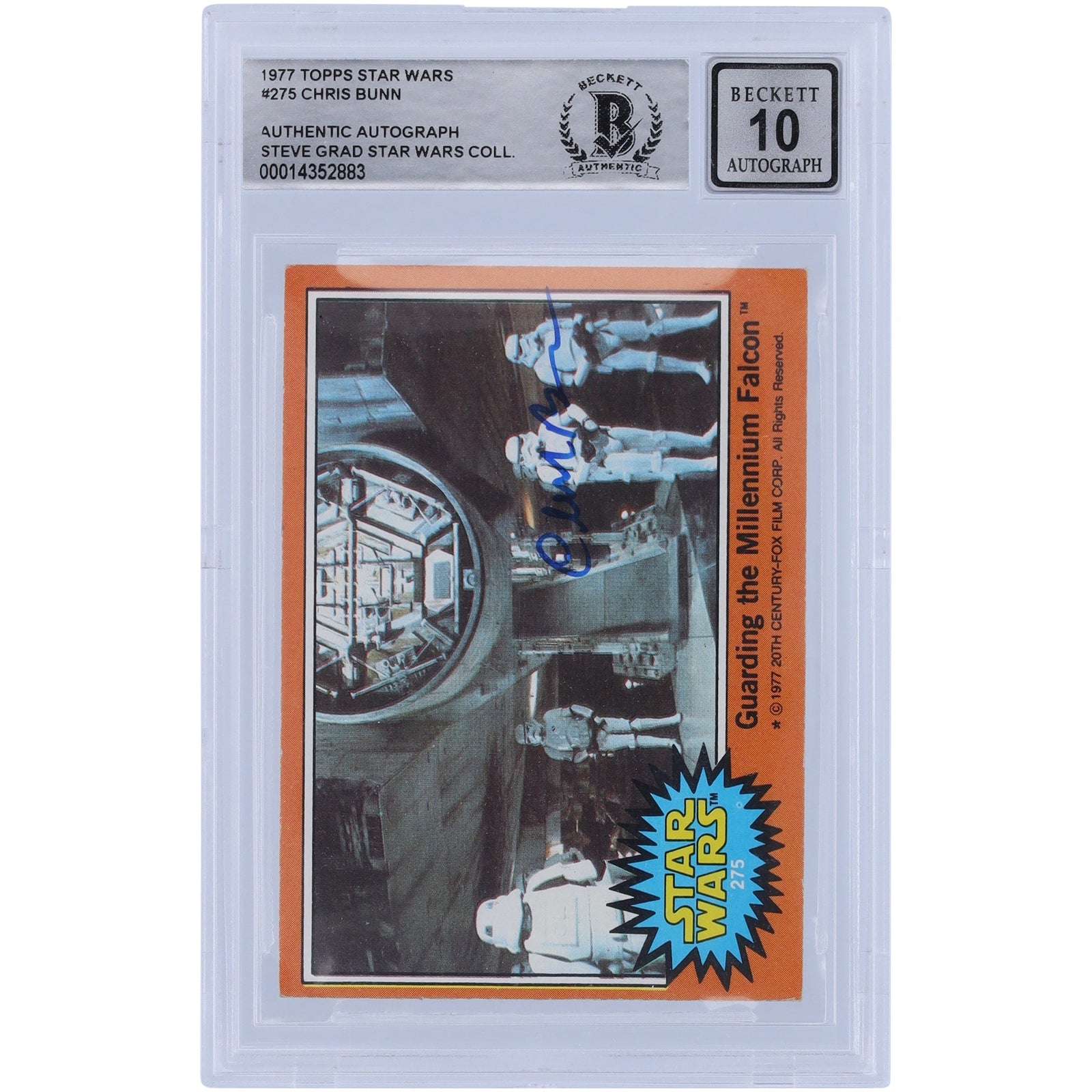 Chris Bunn Star Wars Autographed 1977 Topps Star Wars 275 BGS Authenticated 10 Card - The Ballers Bank
