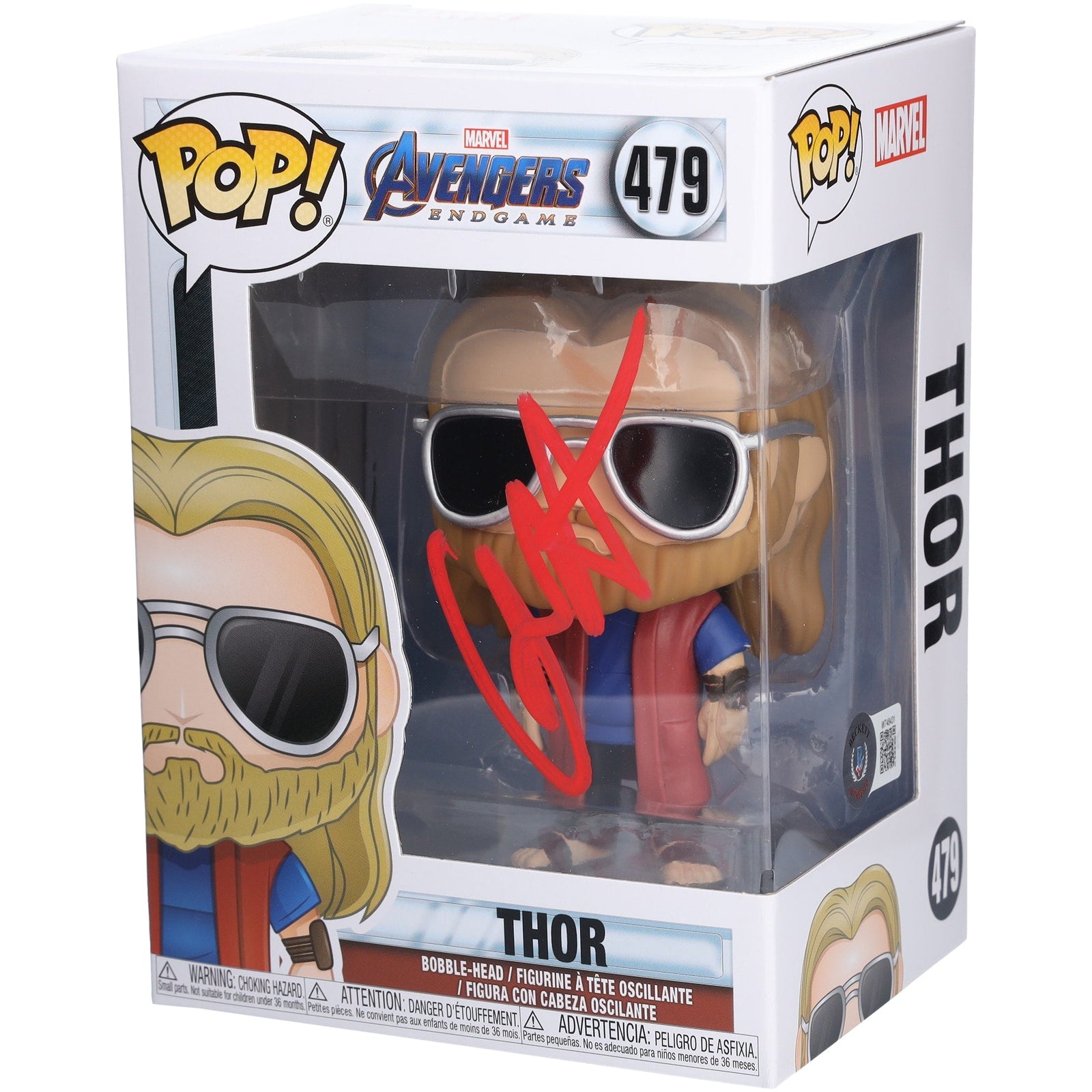 Chris Hemsworth The Avengers: Endgame Autographed Fanatics Authentic Thor 479 Funko Pop! Vinyl Figure - Signed in Red Ink - BAS - The Ballers Bank