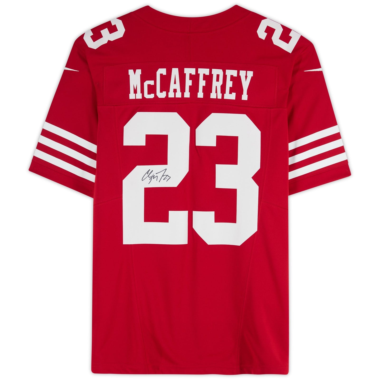 Christian McCaffrey San Francisco 49ers Autographed Fanatics Authentic Scarlet Nike Limited Jersey - The Ballers Bank