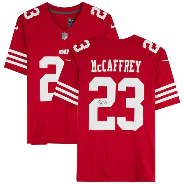 Christian McCaffrey San Francisco 49ers Autographed Fanatics Authentic Scarlet Nike Limited Jersey - The Ballers Bank