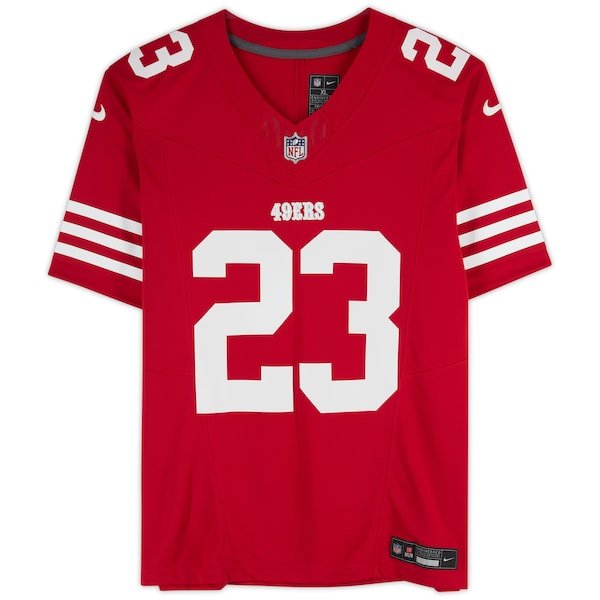 Christian McCaffrey San Francisco 49ers Autographed Fanatics Authentic Scarlet Nike Limited Jersey - The Ballers Bank