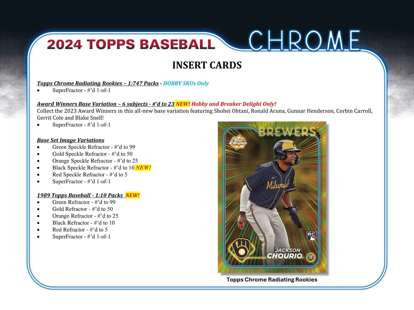 2024 Topps Chrome Baseball Breaker Delight Trading Cards
