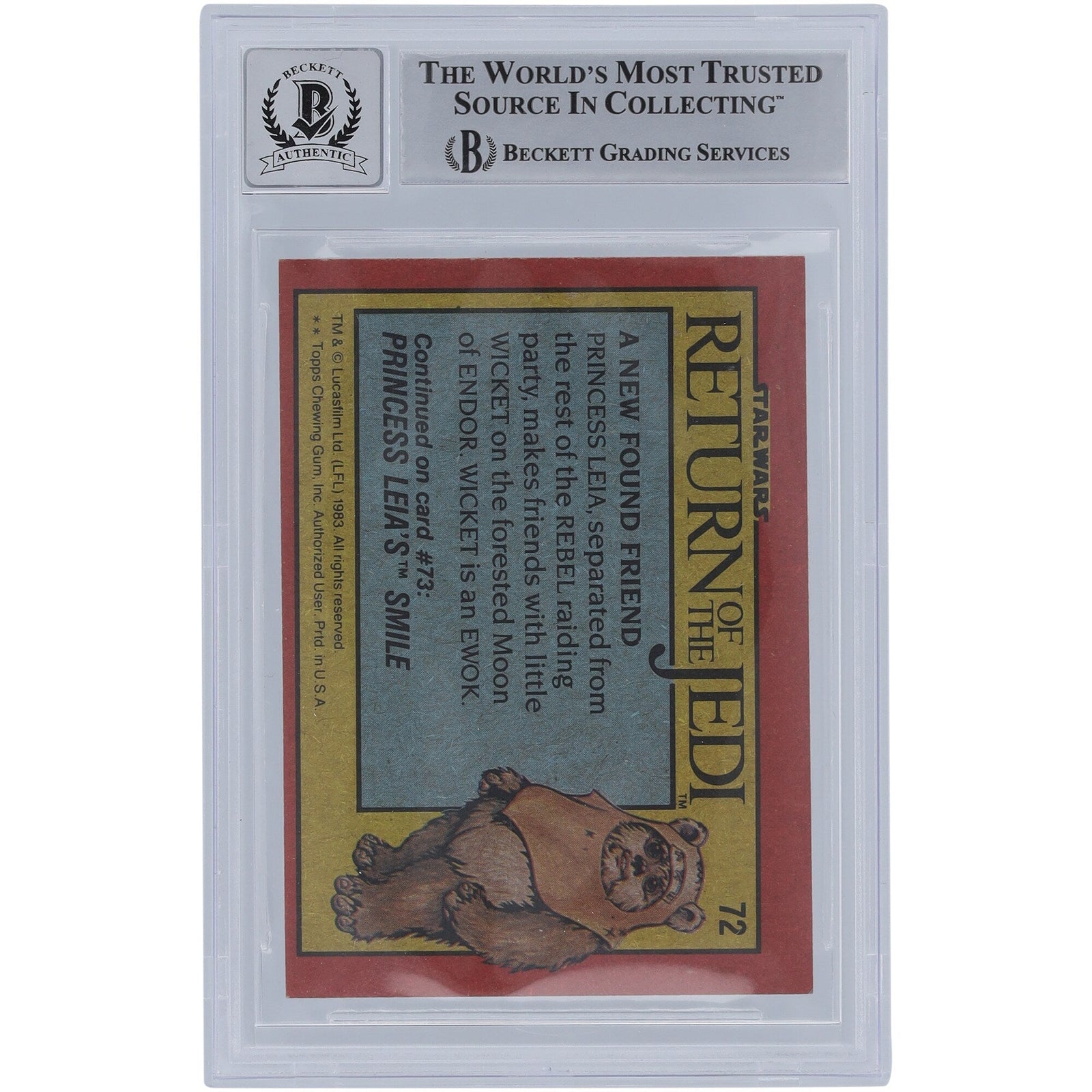 Chuck Wiley Star Wars Autographed 1983 Topps Return of the Jedi 72 BGS Authenticated 10 Card - The Ballers Bank
