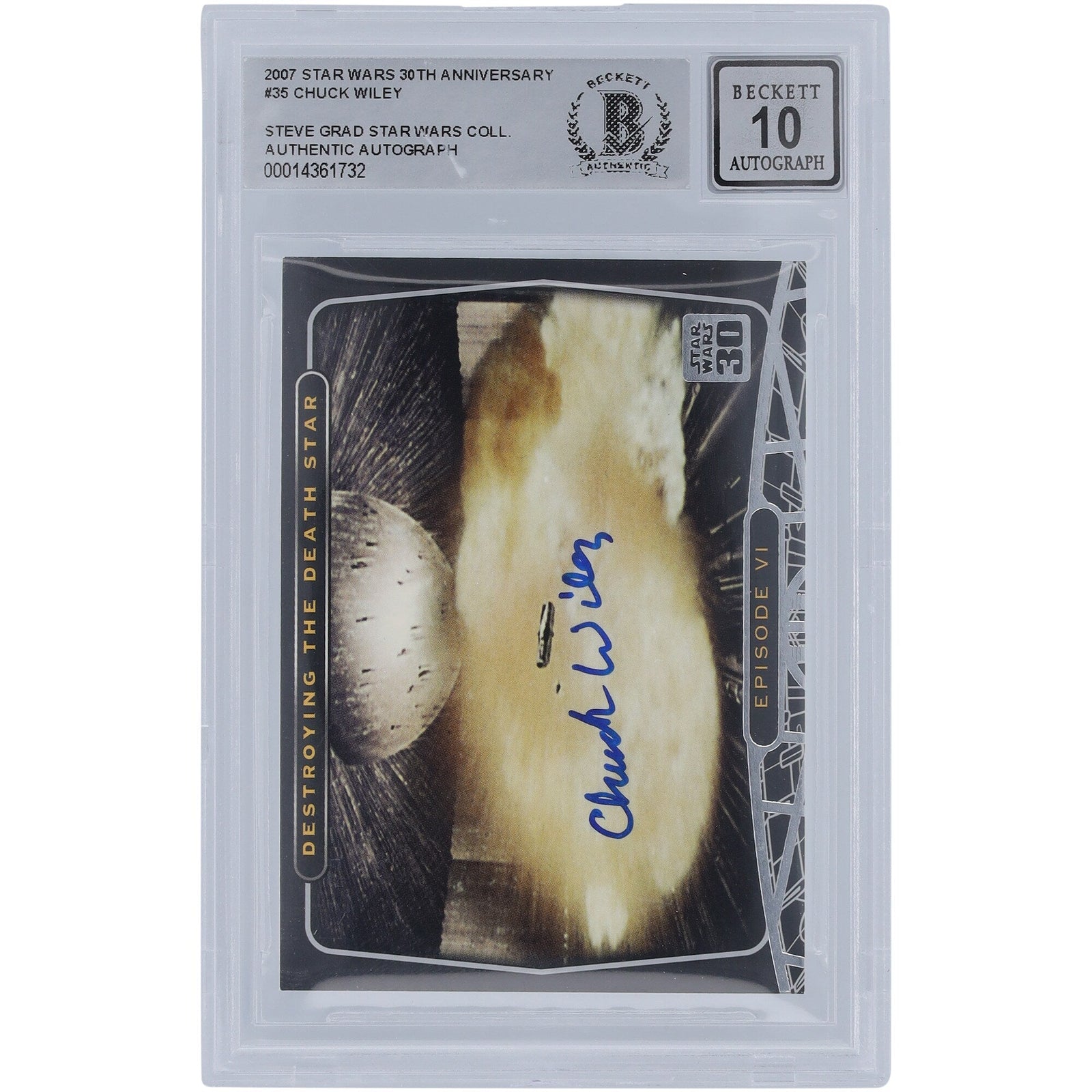 Chuck Wiley Star Wars Autographed 2007 Topps 30th Anniversary 35 BGS Authenticated 10 Card - The Ballers Bank