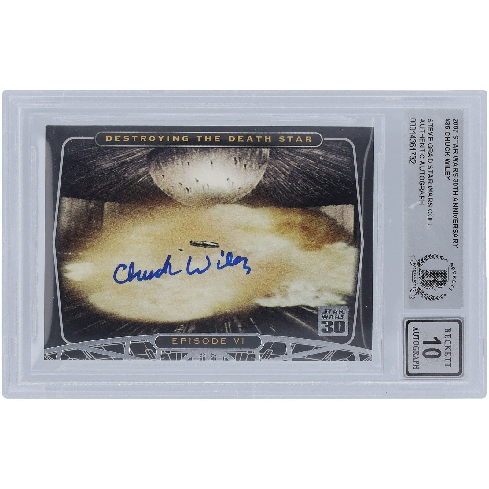 Chuck Wiley Star Wars Autographed 2007 Topps 30th Anniversary 35 BGS Authenticated 10 Card - The Ballers Bank