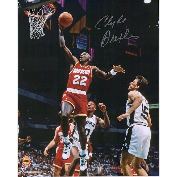 Clyde Drexler Houston Rockets Fanatics Authentic Autographed 16" x 20" Dunking Photograph - The Ballers Bank