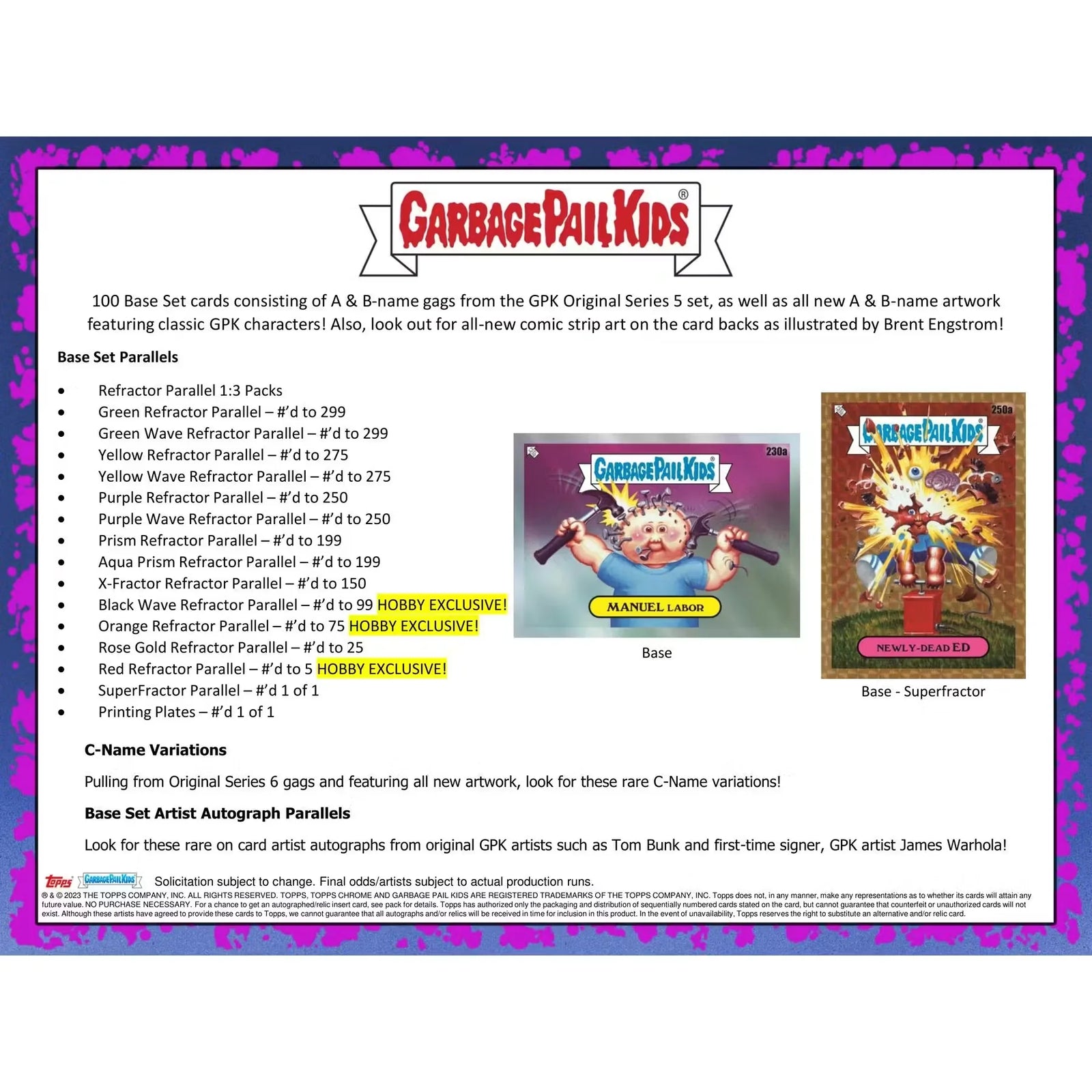 2023 Topps Garbage Pail Kids Chrome Series 6 Hobby Box (Ships Sealed Only) - D2