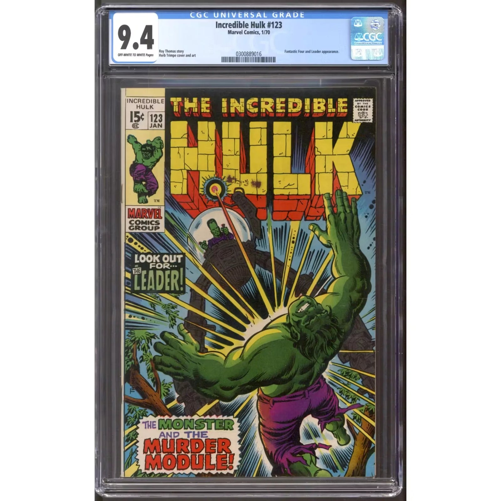 Incredible Hulk #123 CGC 9.4 (OW-W) | Graded Comic